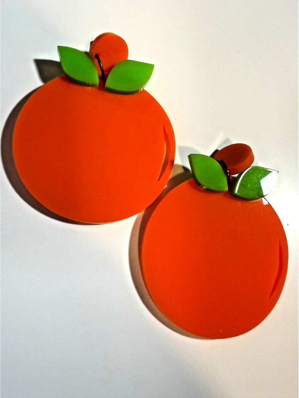 Orange Statement Earrings - HollyHocks Jewelry Acrylic Citrus Fruit Retro